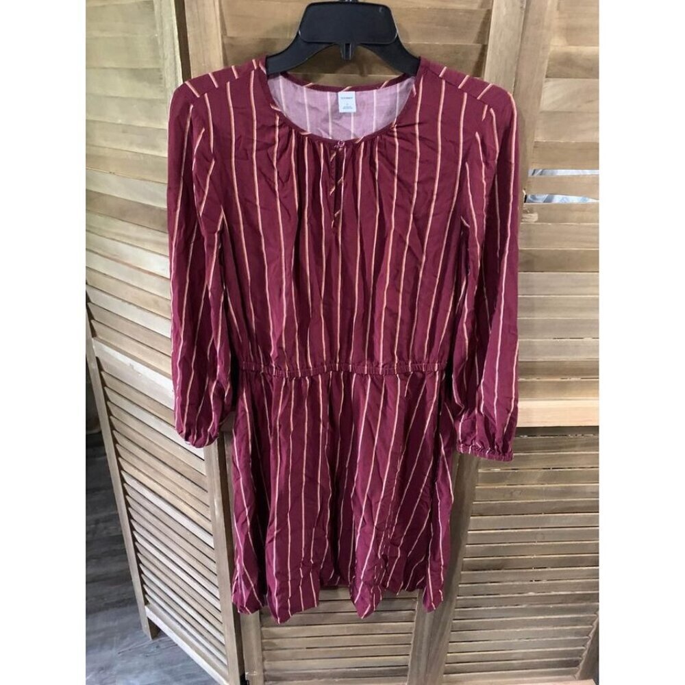 Old Navy Long sleeve Dress Womens Size Small Maroon Casual Striped